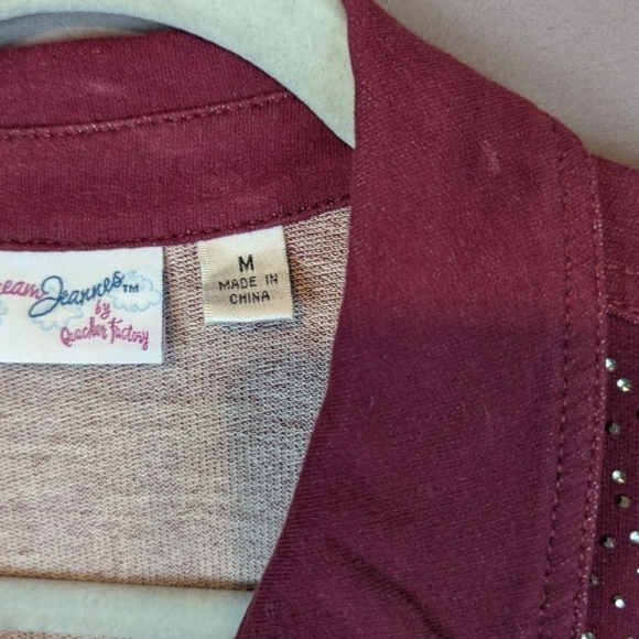 Dream Jeannes by Quacker Factory burgundy medium button up sequined - Picture 11 of 14